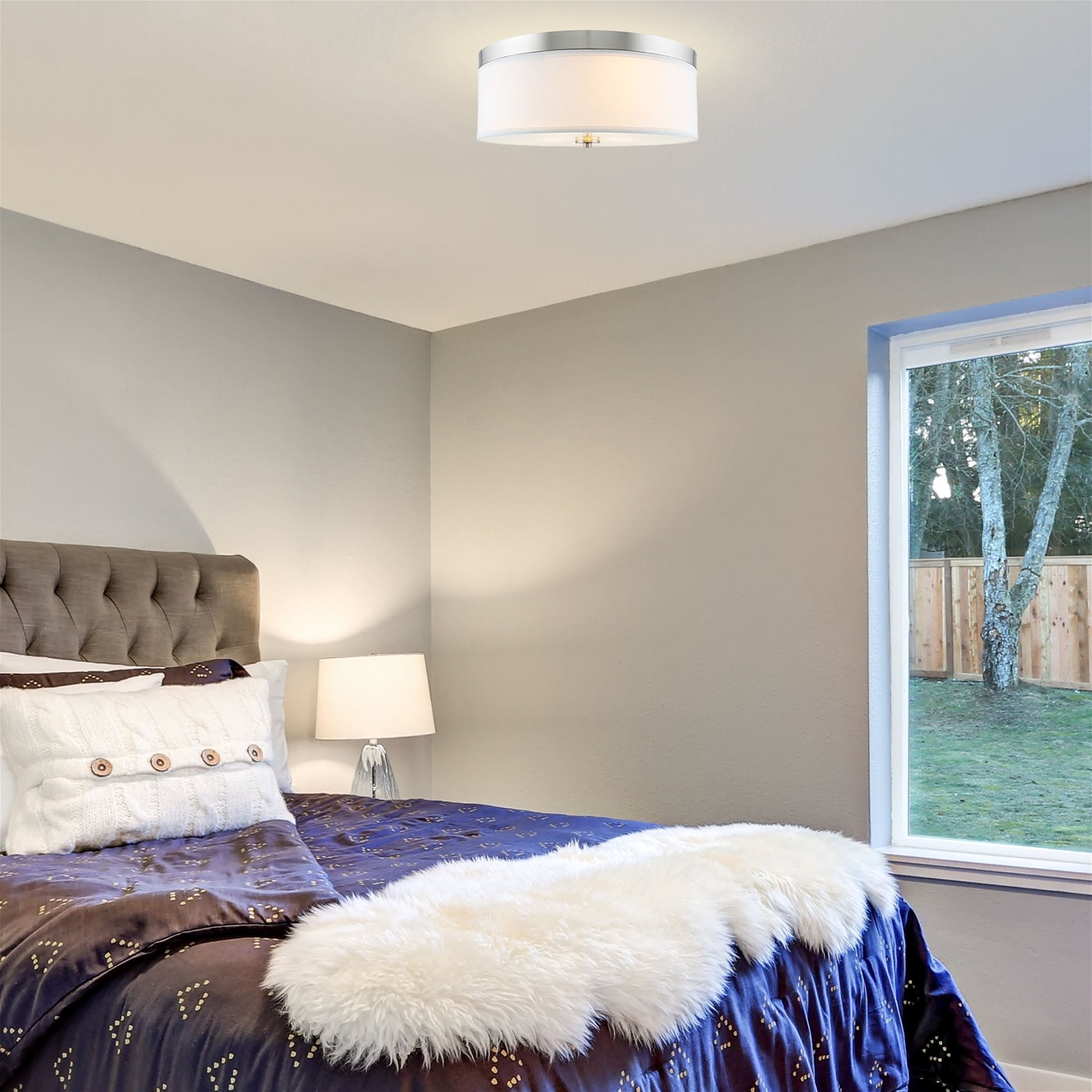 Walker 20' Large Mid-Century Modern 3-Light Flush Mount Ceiling Light