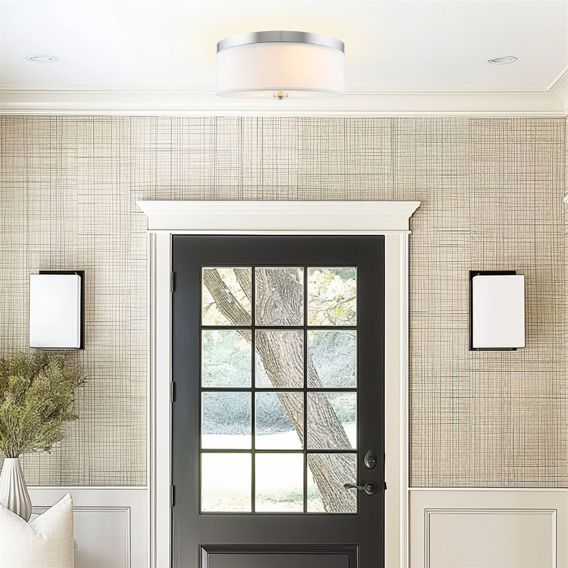 Walker 20' Large Mid-Century Modern 3-Light Flush Mount Ceiling Light