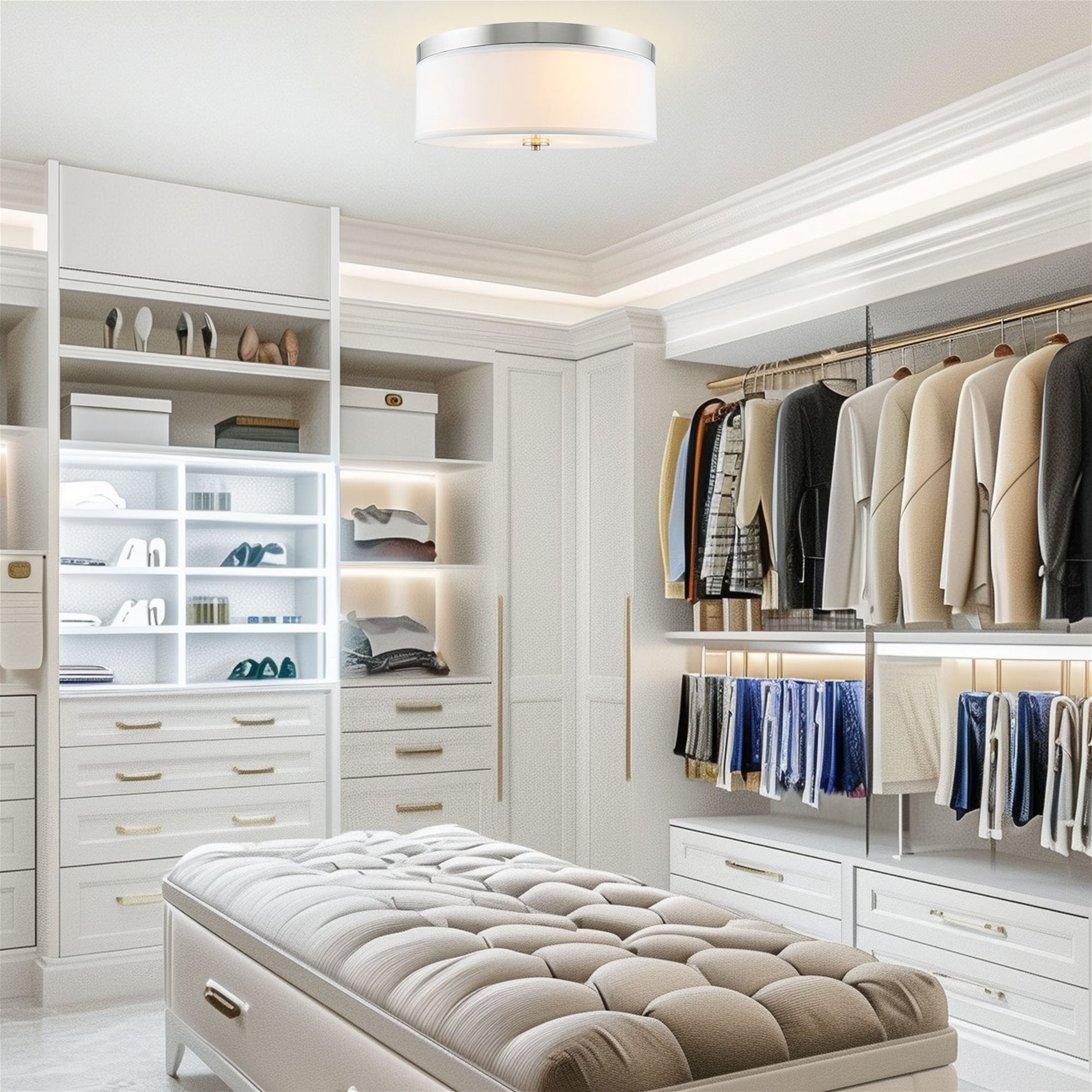 Walker 20' Large Mid-Century Modern 3-Light Flush Mount Ceiling Light